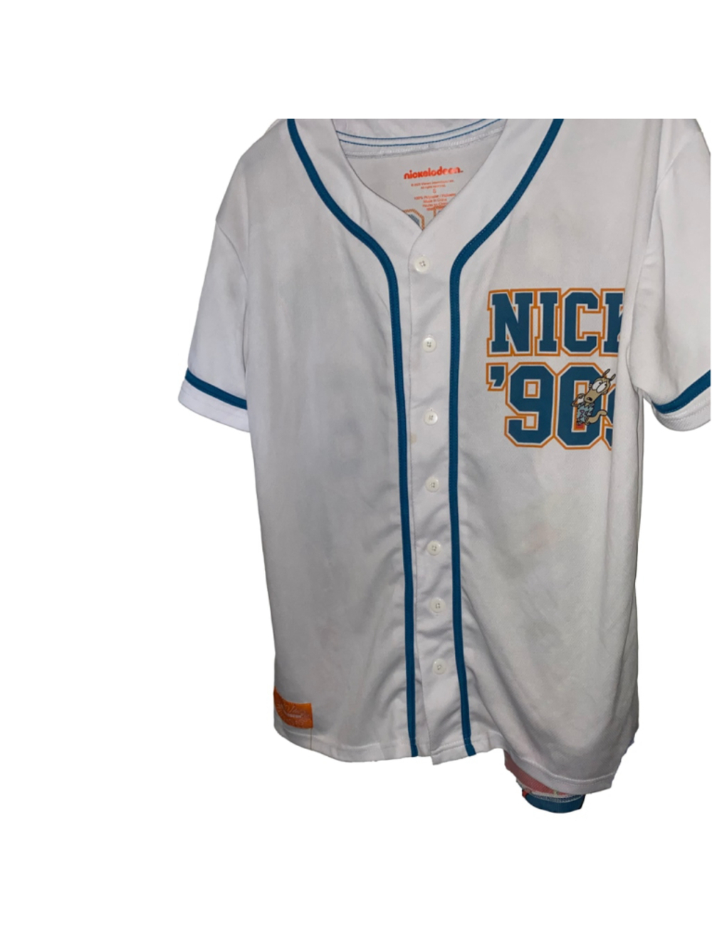 Nickelodeon Nick Toons 90s Cartoon Jersey White Blue Size S